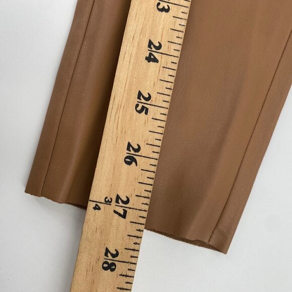 Zara Size Small High Waisted Faux Leather Leggings Camel  Vegan Side Zip NWOT - Picture 11 of 11